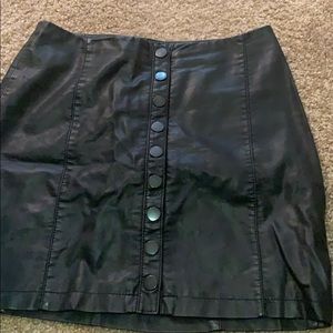 Free People Black Moto Leather Skirt